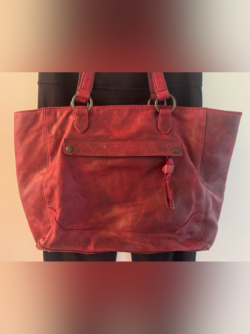 NWT Frye Red Leather Tote Bag - Stylish Everyday Shoulder Bag